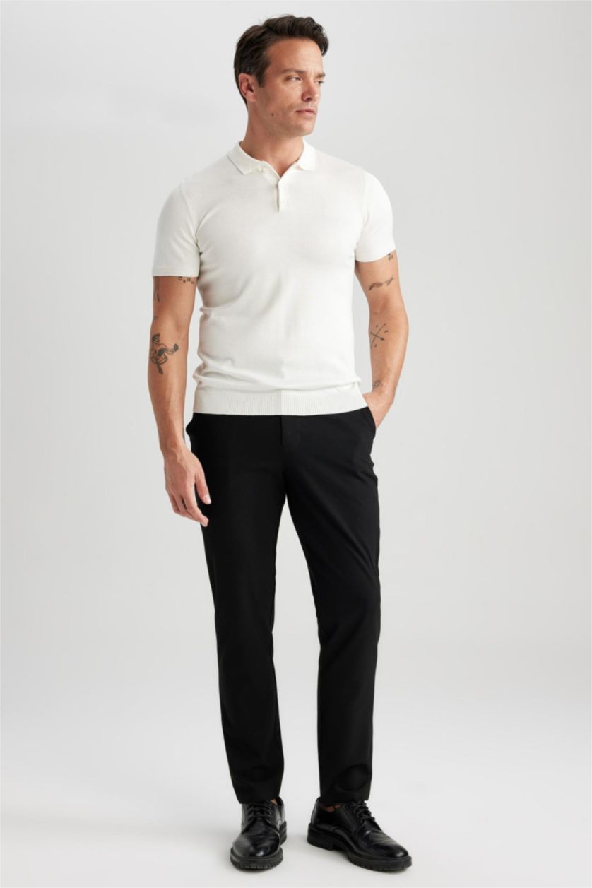 MAN Black Tailored Regular Fit Stretch Trousers
