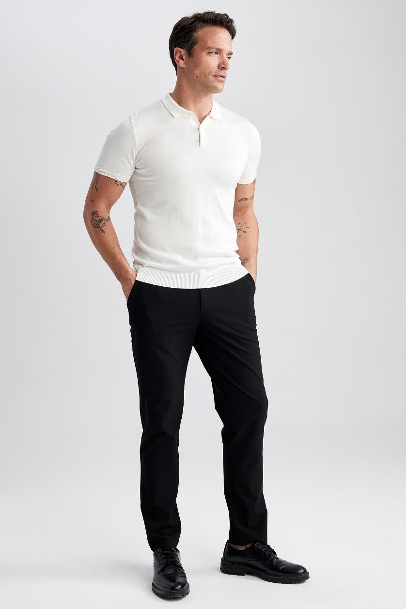 MAN Black Tailored Regular Fit Stretch Trousers