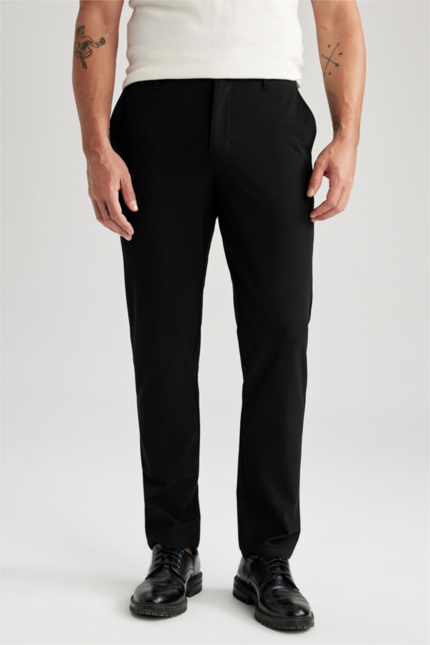 MAN Black Tailored Regular Fit Stretch Trousers