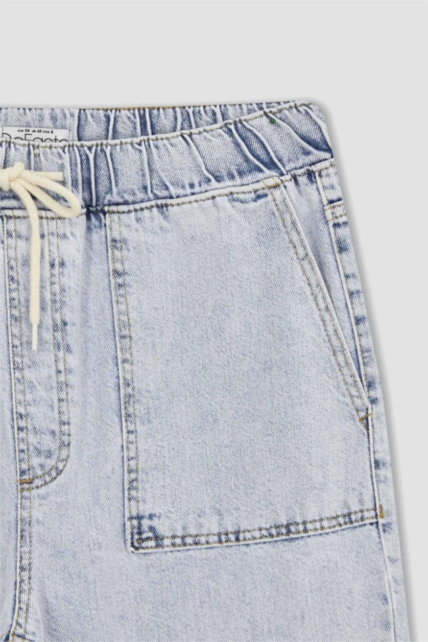 Woman Light Blue Cargo Jogger Jeans