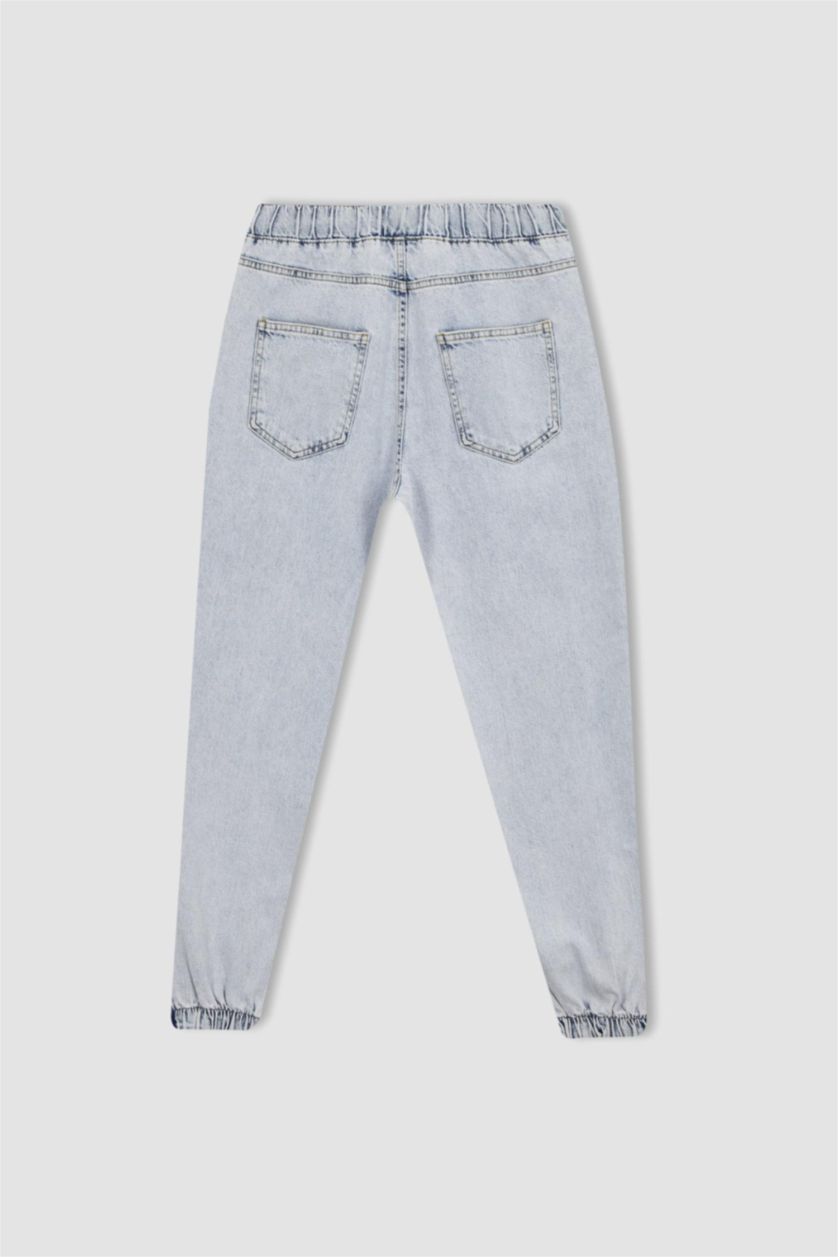 Woman Light Blue Cargo Jogger Jeans