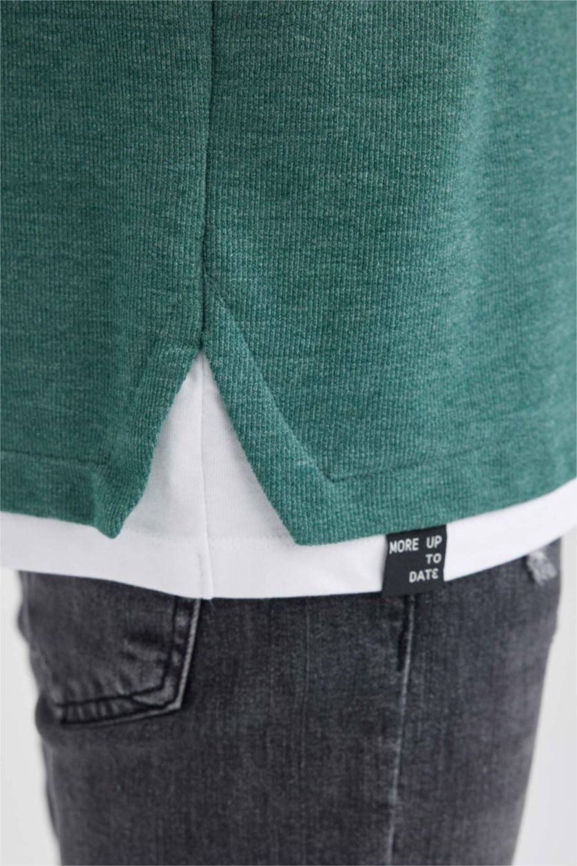Man Green Melange Regular Fit Short Sleeve T-Shirt