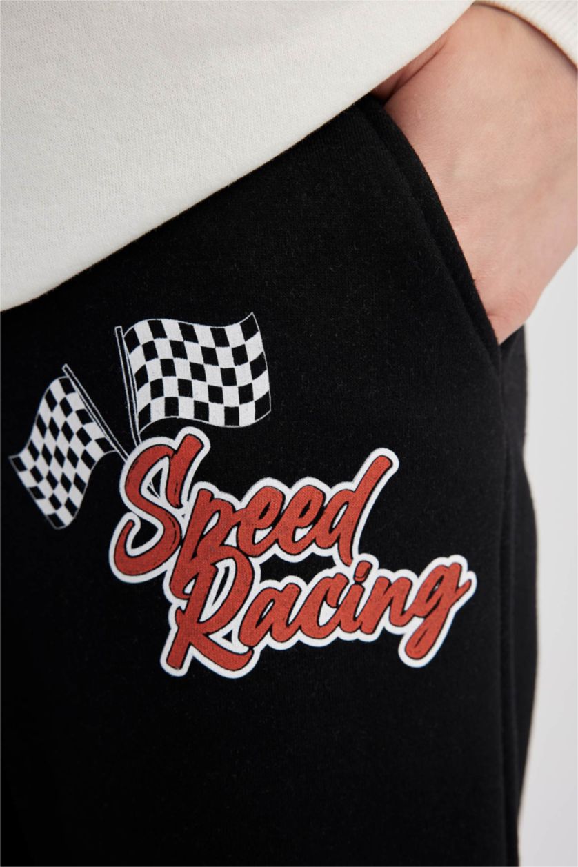 Woman Black Coool Loose Fit Printed Sweatpants