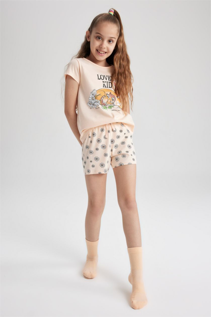GIRLS & TEENS Light Salmon 2 piece Regular Fit Bambi Licensed Knitted Pyjamas