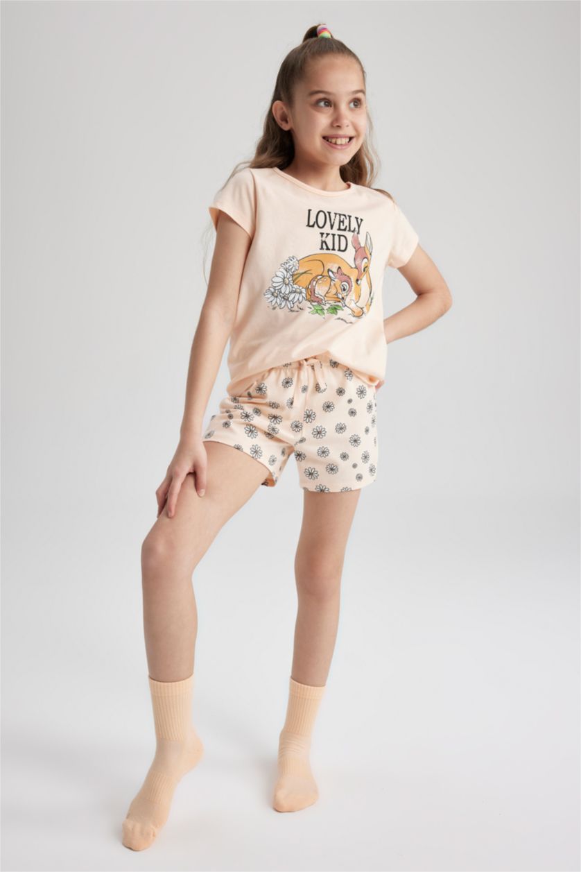 GIRLS & TEENS Light Salmon 2 piece Regular Fit Bambi Licensed Knitted Pyjamas