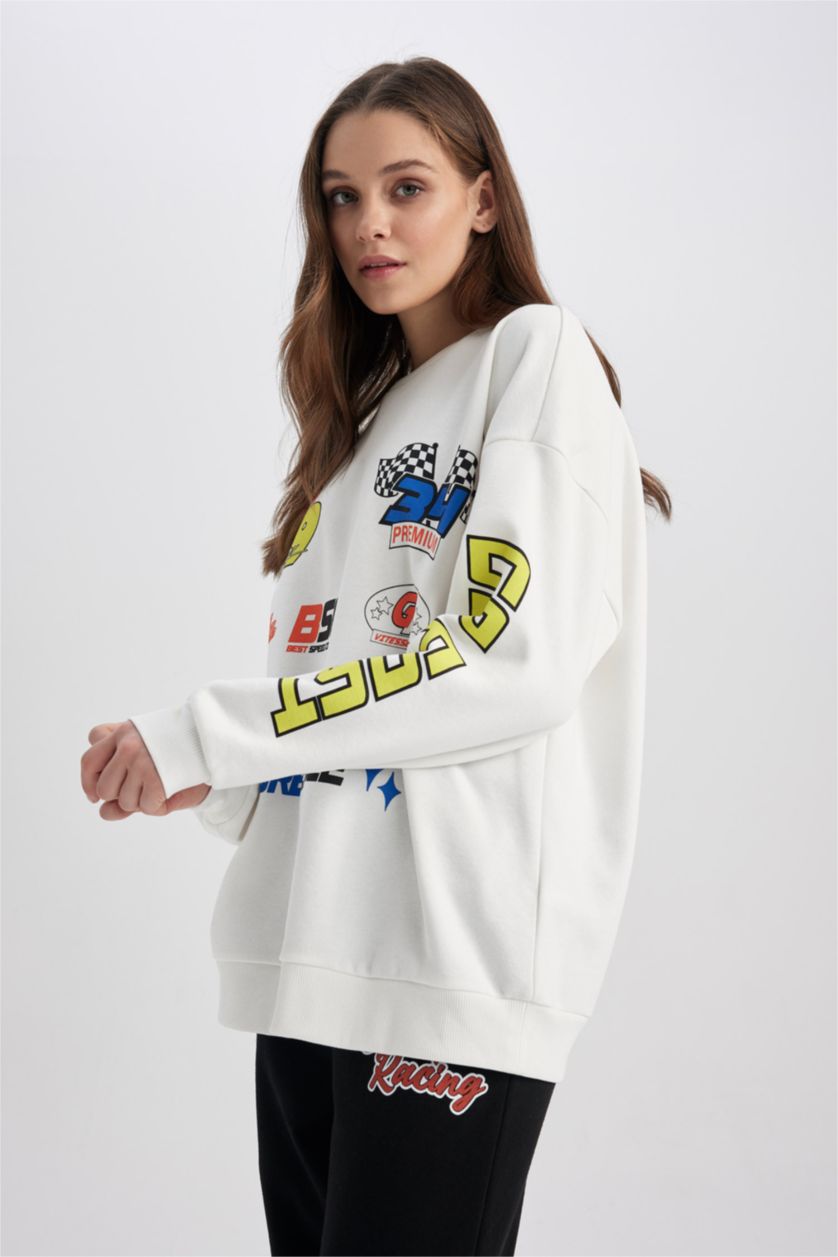 WOMAN White Coool Oversize Fit Crew Neck Sweatshirt