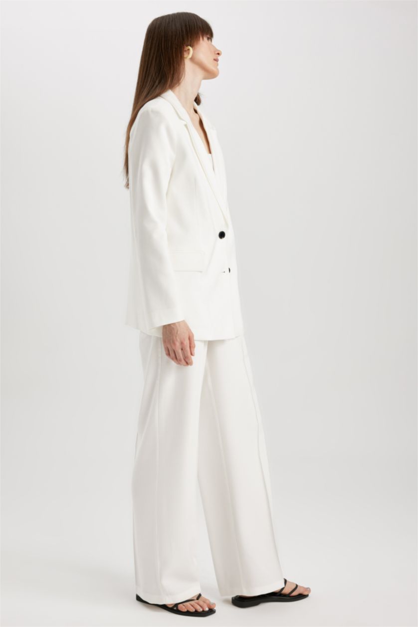 FEMME Blanc Pantalon Jambes larges Ourlet large