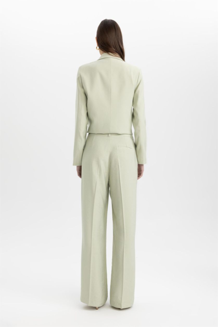 Kadın Mint Palazzo Pantolon Wide Leg Yüksek Bel Cepli Geniş Bol Paça