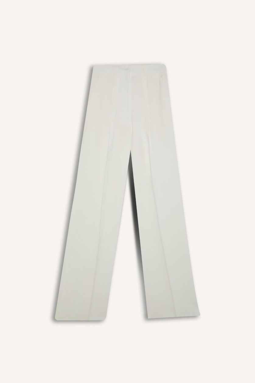 FEMME Écru Pantalon large en tensel Afra x Defacto à taille haute avec poches