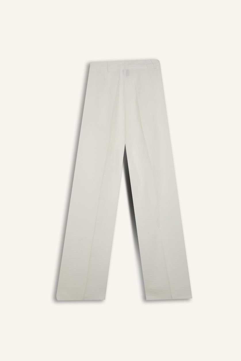 FEMME Écru Pantalon large en tensel Afra x Defacto à taille haute avec poches