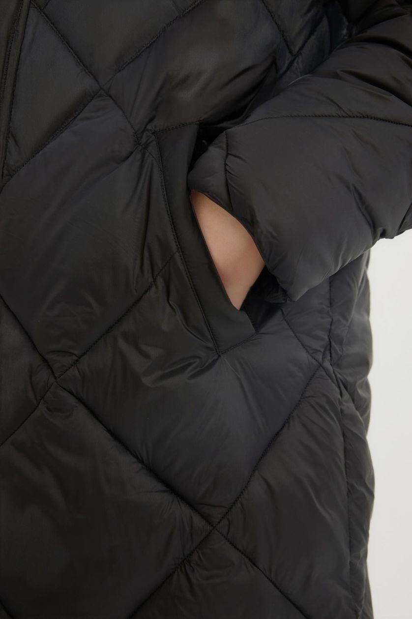 Женщины Черный Куртка водоотталкивающая сохраняет тепло с капюшоном с карманами