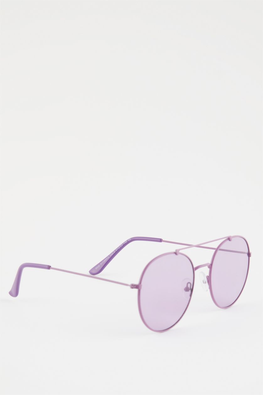 FEMME Violet Foncé Lunettes de Soleil en métal pour femme