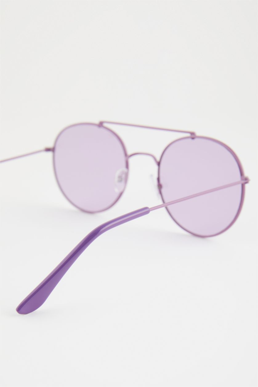 FEMME Violet Foncé Lunettes de Soleil en métal pour femme