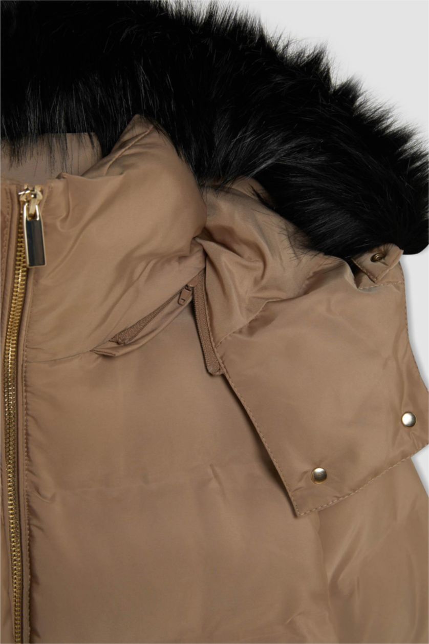 نساء فيزوني جاكيت طويل قصة عادية بفرو صناعي مقاوم للماء