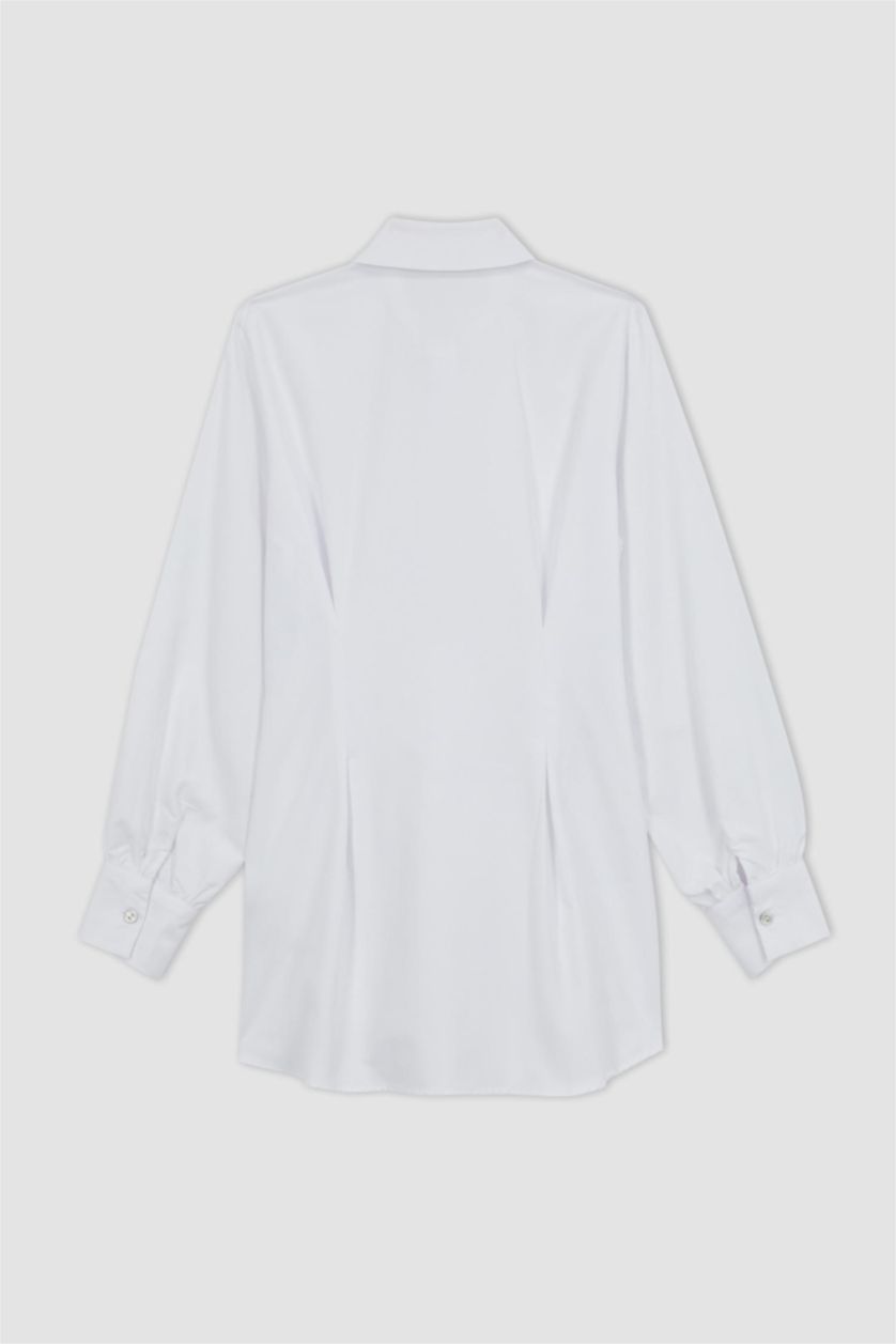 FEMME Blanc Tunique À Manches Longues Popeline Coupe Régulière Col De Chemise