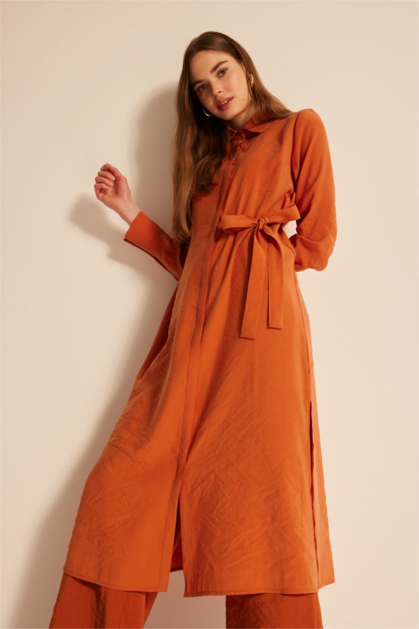 WOMAN Orange Regular Fit Long Sleeve Tunic