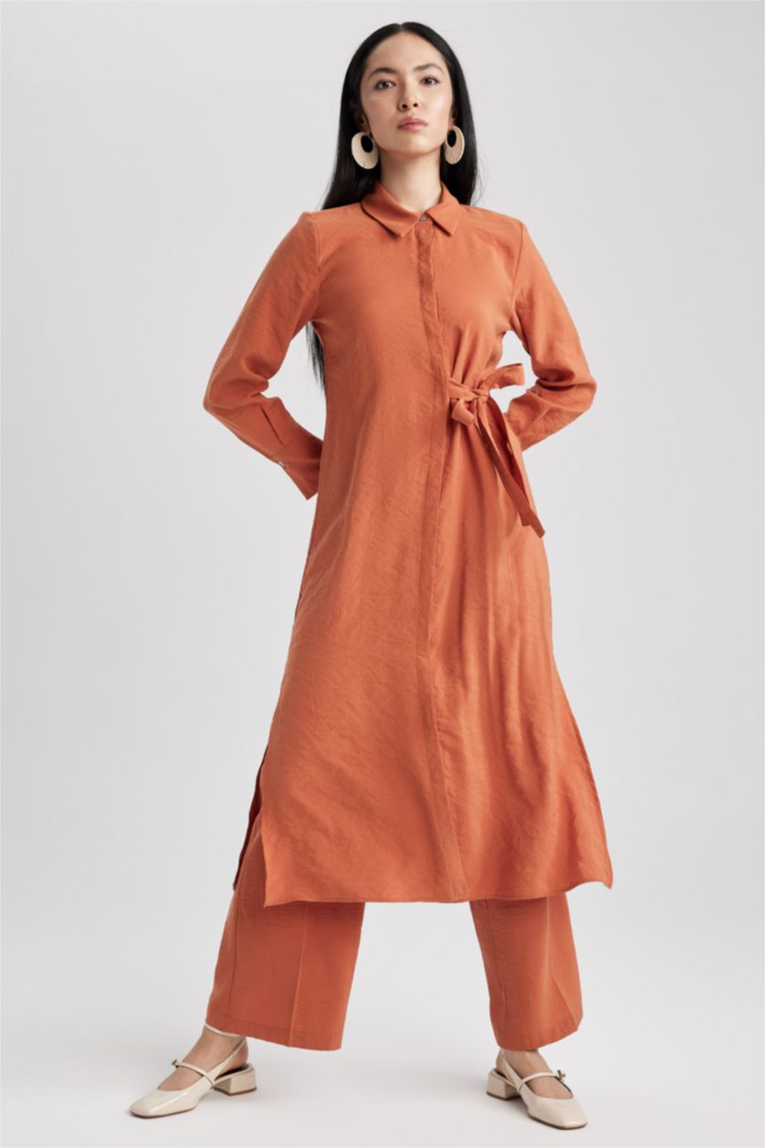 WOMAN Orange Regular Fit Long Sleeve Tunic