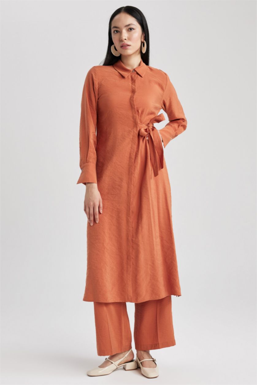 WOMAN Orange Regular Fit Long Sleeve Tunic