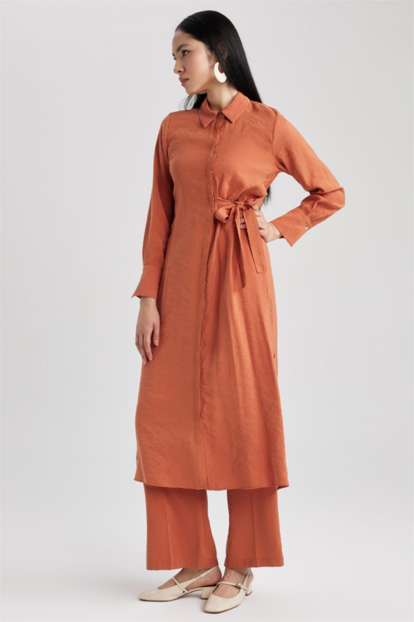 WOMAN Orange Regular Fit Long Sleeve Tunic