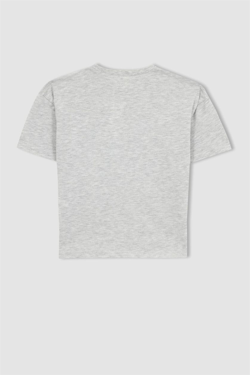 Girls & Teens Grey Melange Girl Relax Fit Short Sleeve T-Shirt