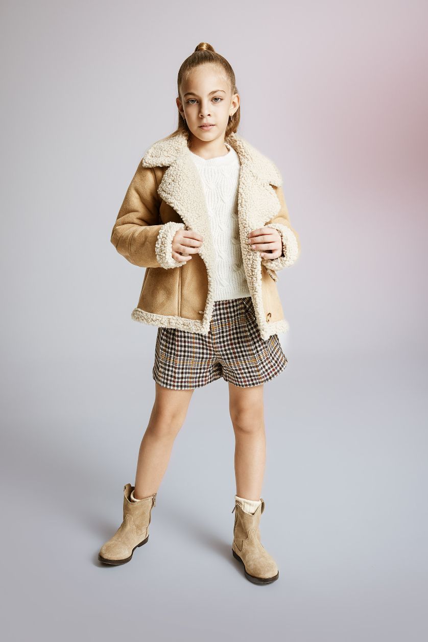 FILLES Beige Veste en simili cuir Pour Fille