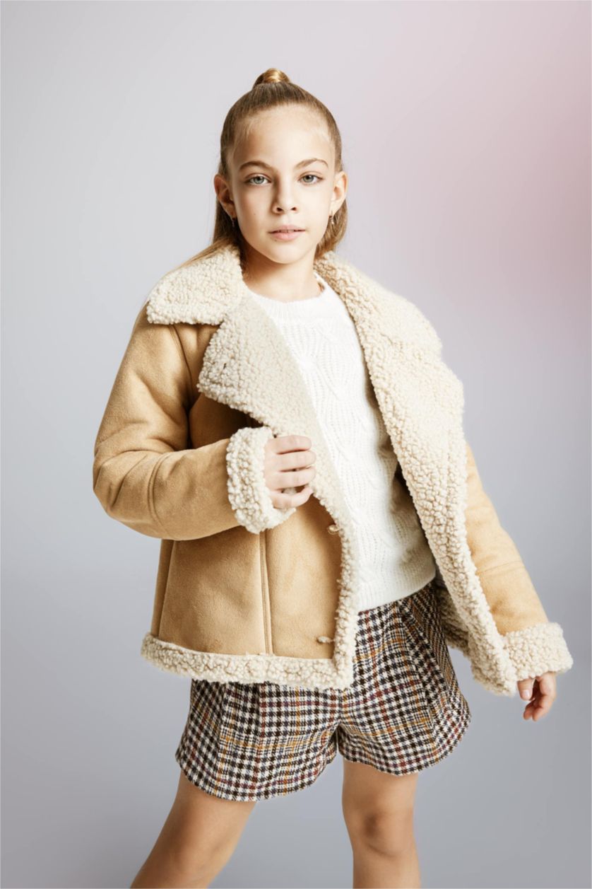 FILLES Beige Veste en simili cuir Pour Fille