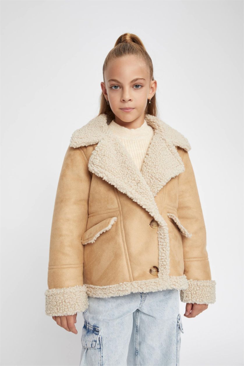 FILLES Beige Veste en simili cuir Pour Fille