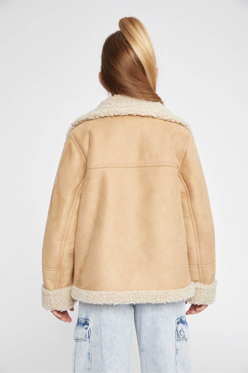 FILLES Beige Veste en simili cuir Pour Fille