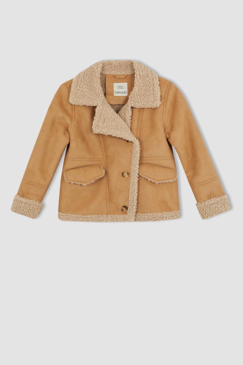 FILLES Beige Veste en simili cuir Pour Fille
