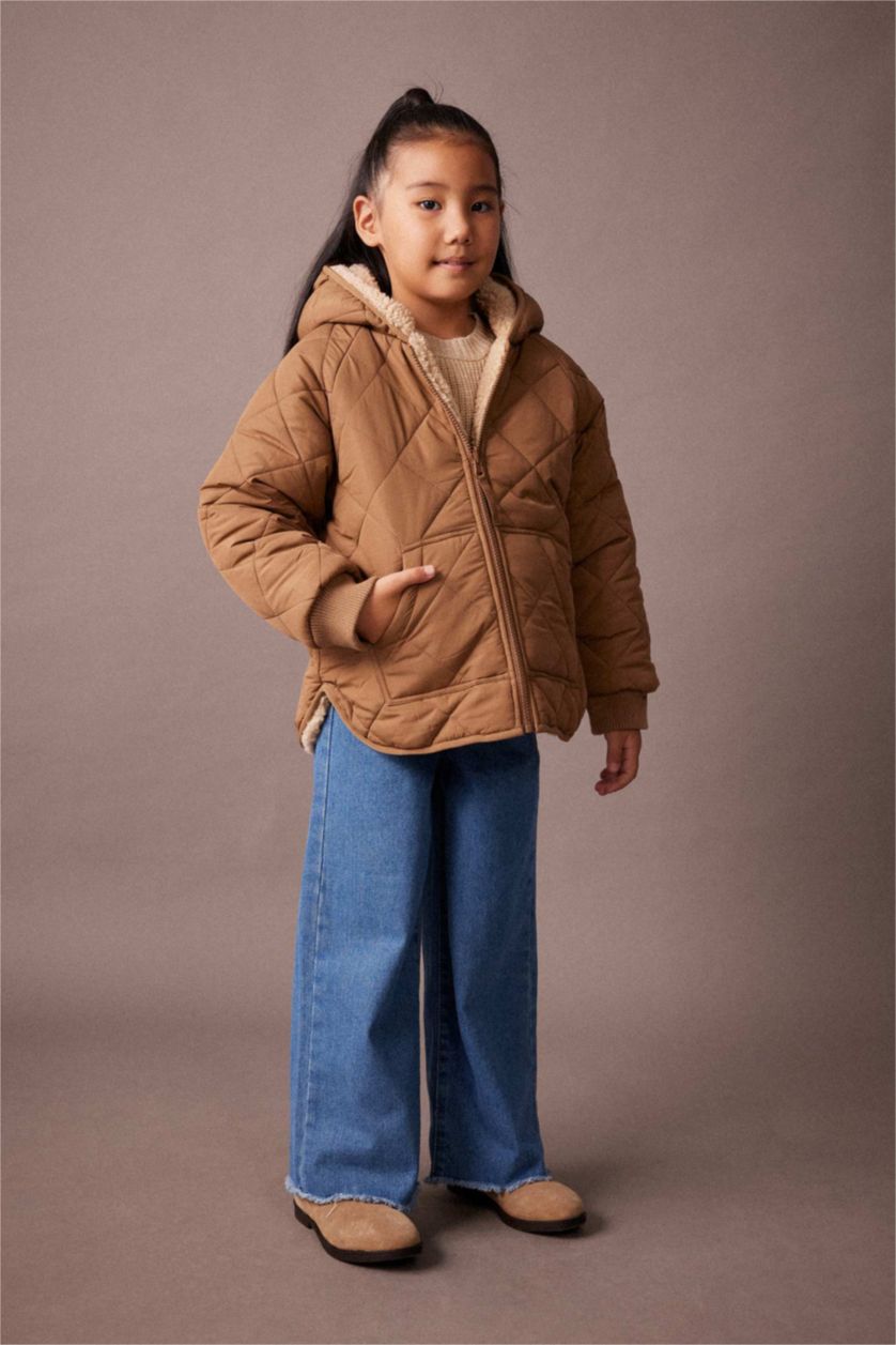 Девочки и подростки Бежевый Куртка двусторонний стандартного кроя для девочек