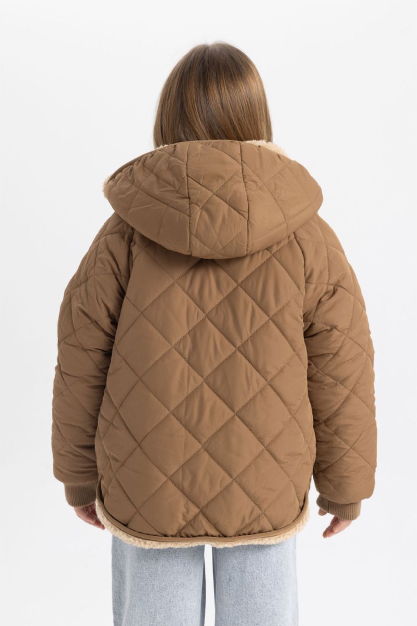 Девочки и подростки Бежевый Куртка двусторонний стандартного кроя для девочек