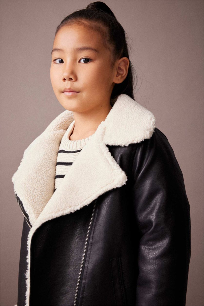 FILLES Noir Veste en simili cuir Pour Fille