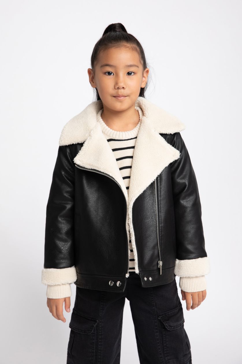 FILLES Noir Veste en simili cuir Pour Fille