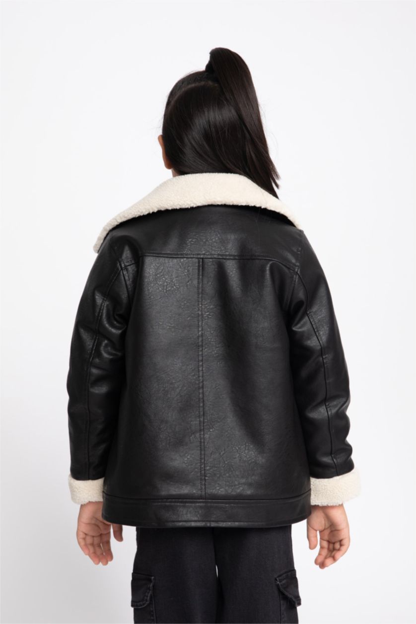FILLES Noir Veste en simili cuir Pour Fille