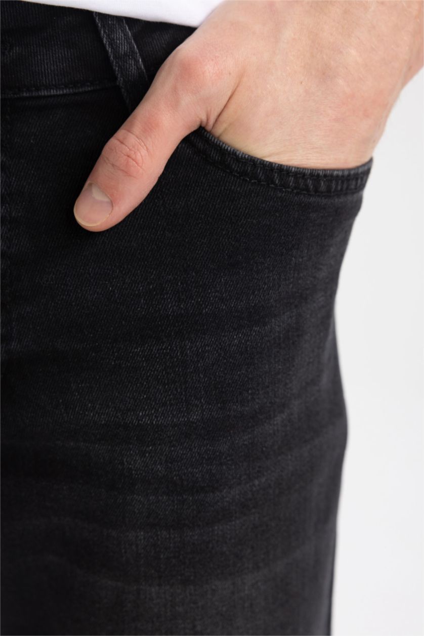 HOMME Noir Pantalon Jean PEDRO - Coupe slim en jean Ourlet étroit