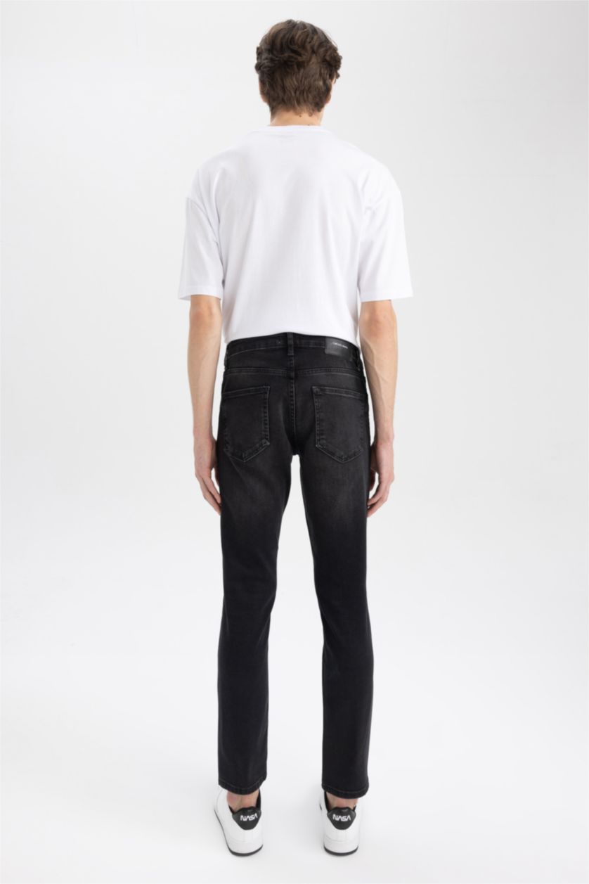 HOMME Noir Pantalon Jean PEDRO - Coupe slim en jean Ourlet étroit