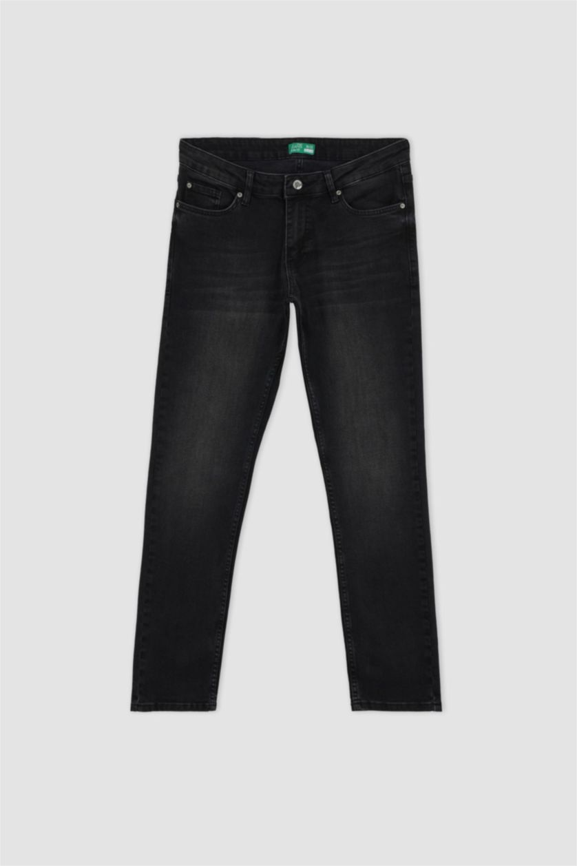 HOMME Noir Pantalon Jean PEDRO - Coupe slim en jean Ourlet étroit