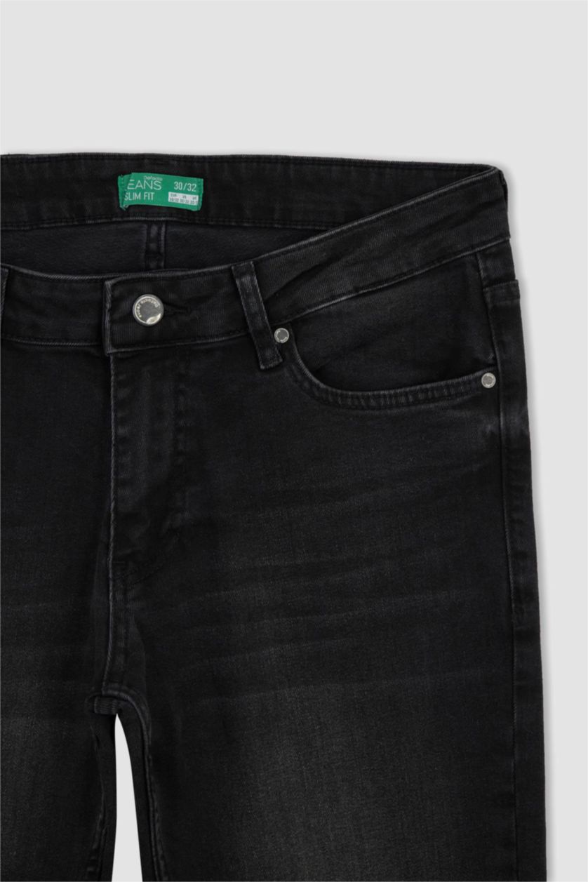 HOMME Noir Pantalon Jean PEDRO - Coupe slim en jean Ourlet étroit