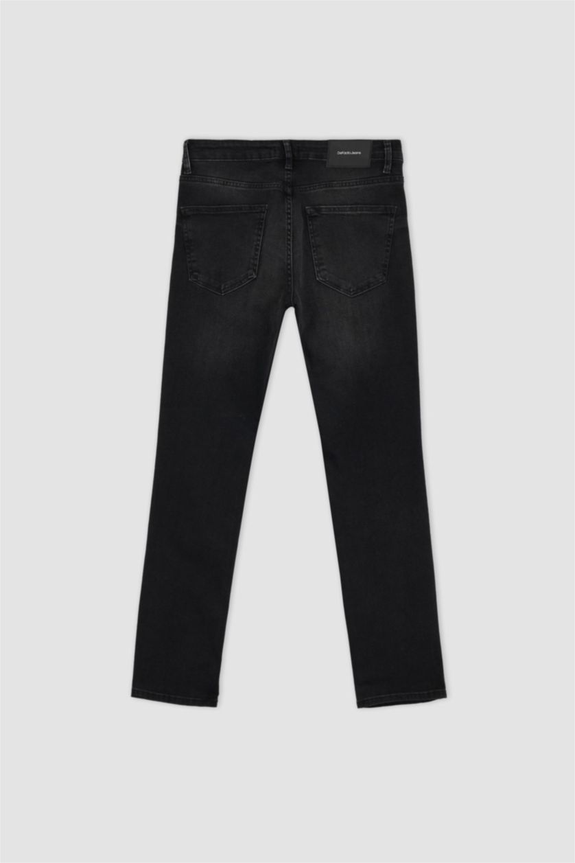 HOMME Noir Pantalon Jean PEDRO - Coupe slim en jean Ourlet étroit