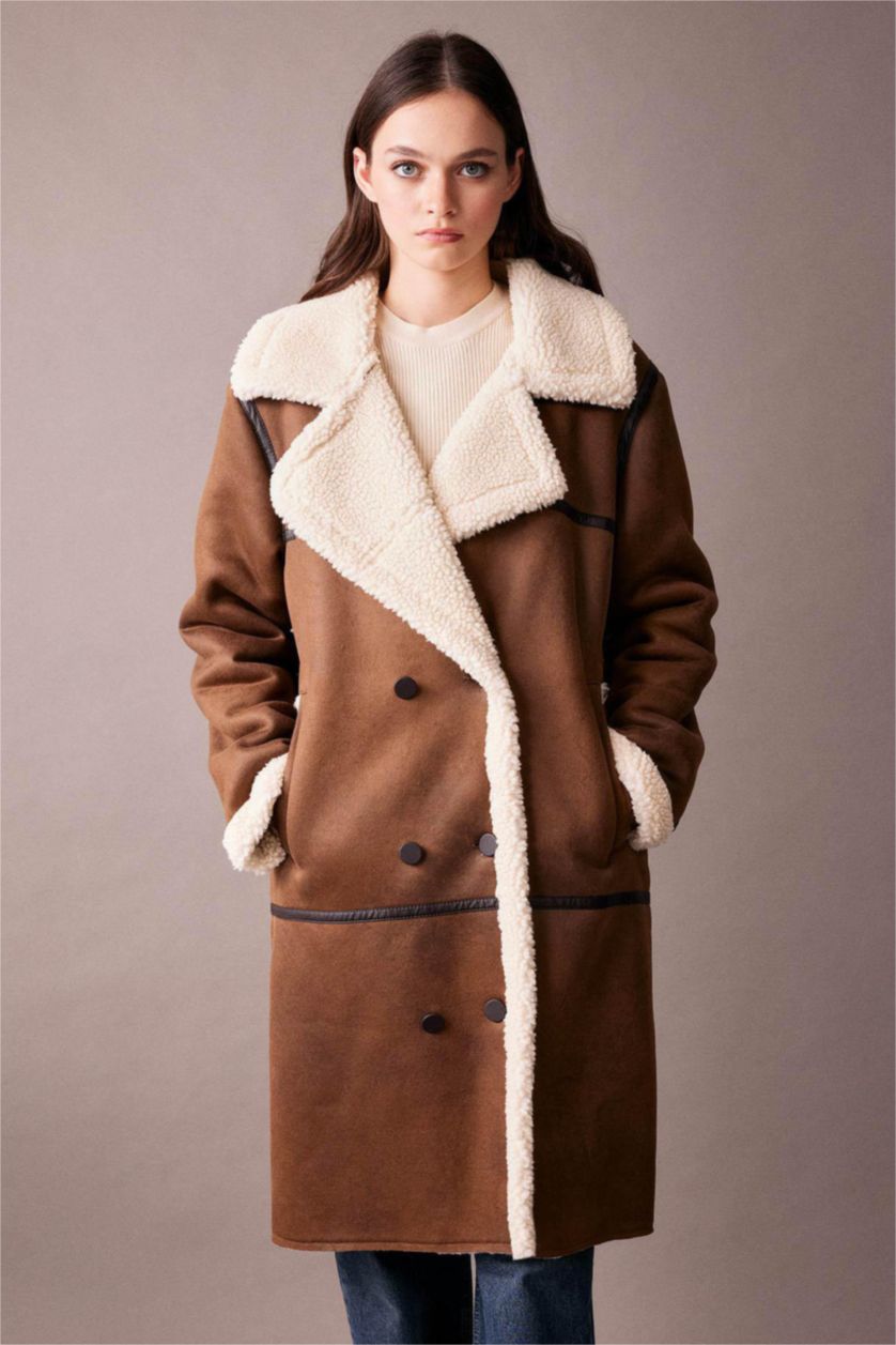 نساء بني كوت شمواه طويل قصة عادية مبطن بالفرو