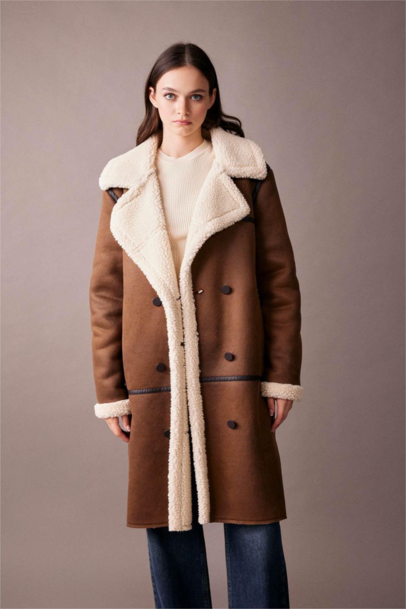 نساء بني كوت شمواه طويل قصة عادية مبطن بالفرو