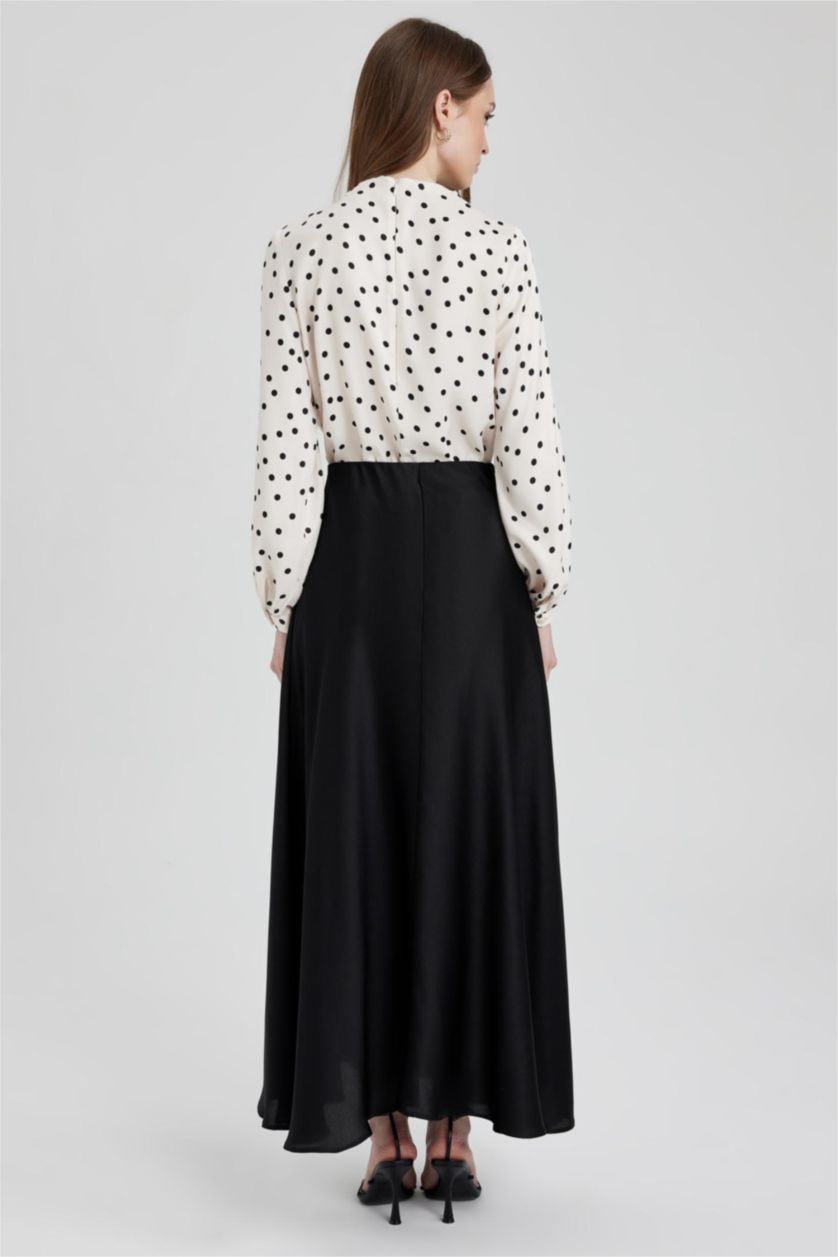 WOMAN Black A Cut Satin Maxi Skirt