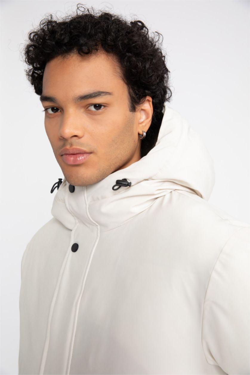 MAN Stone Water Repellent Slim Fit Hooded Fleece Lined Puffer Jacket