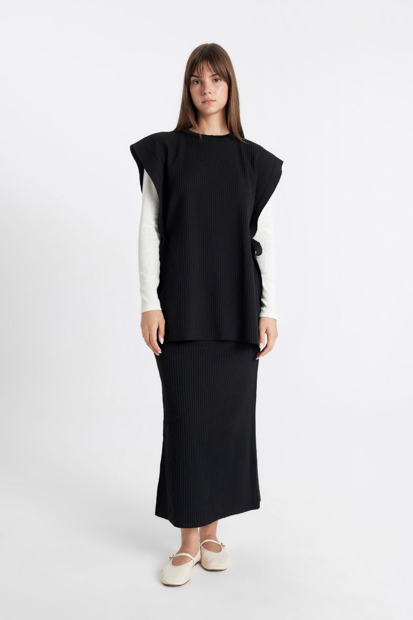 نساء أسود تنورة طويلة سامبل قصة عادية