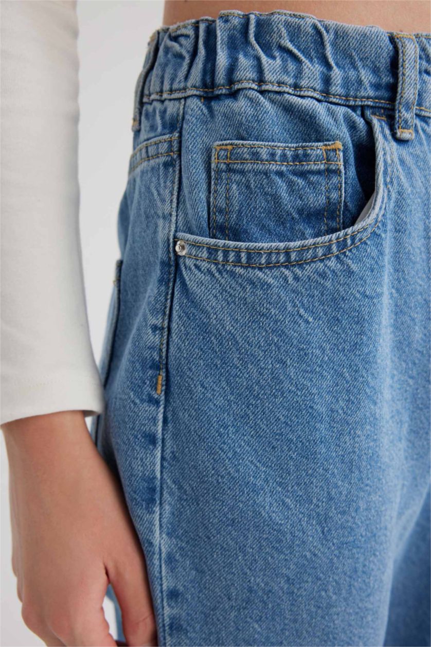 حريمي أزرق فاتح بنطلون جينز موم فيت