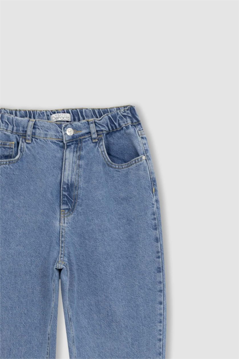 حريمي أزرق فاتح بنطلون جينز موم فيت