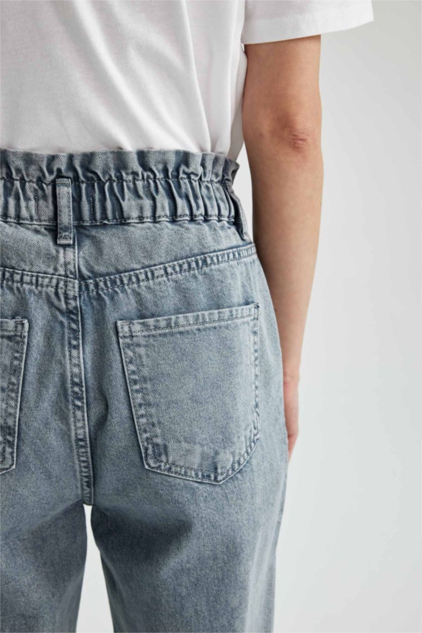 Женщины Серый High Waist Paperbag Fit Trousers