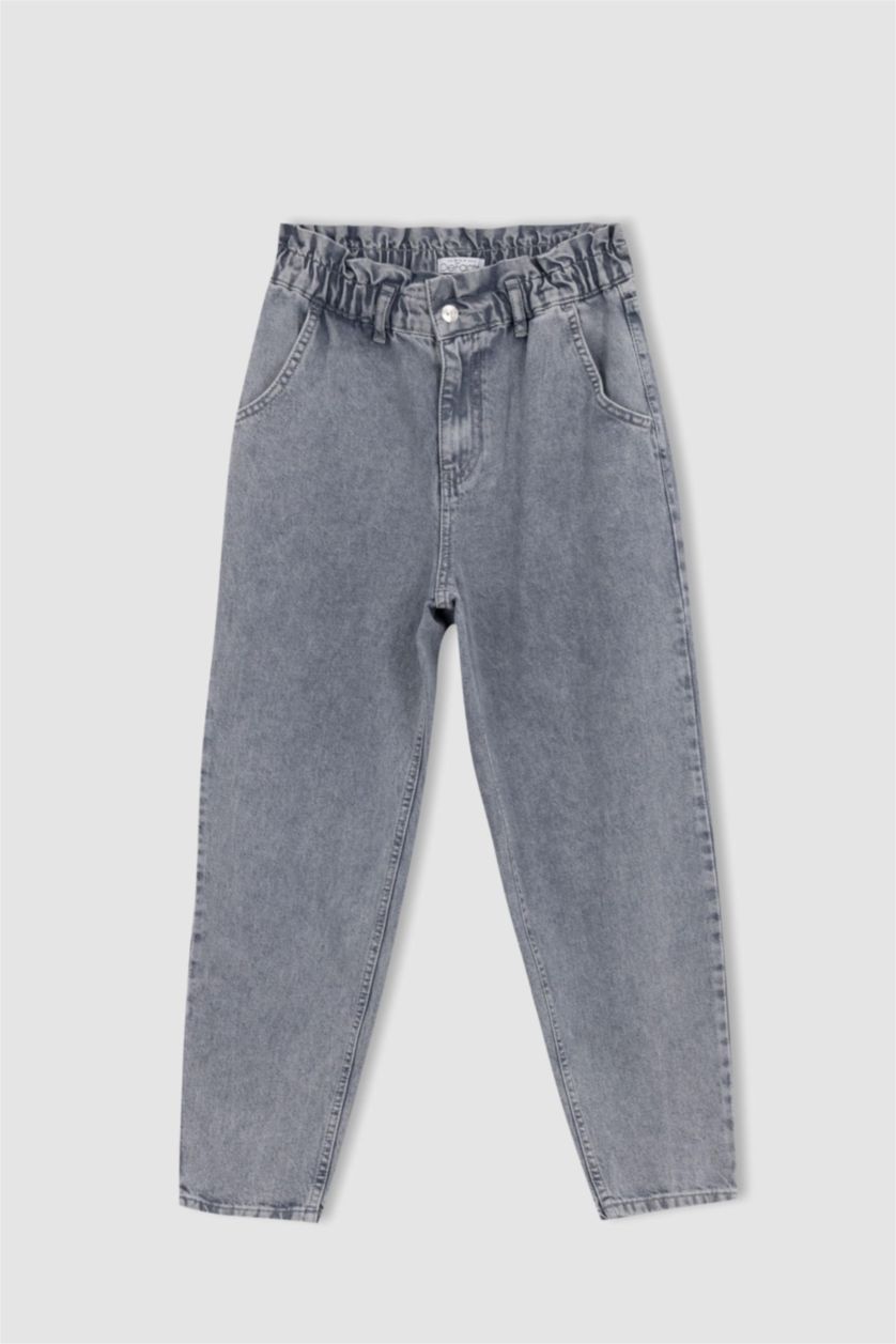 Женщины Серый High Waist Paperbag Fit Trousers