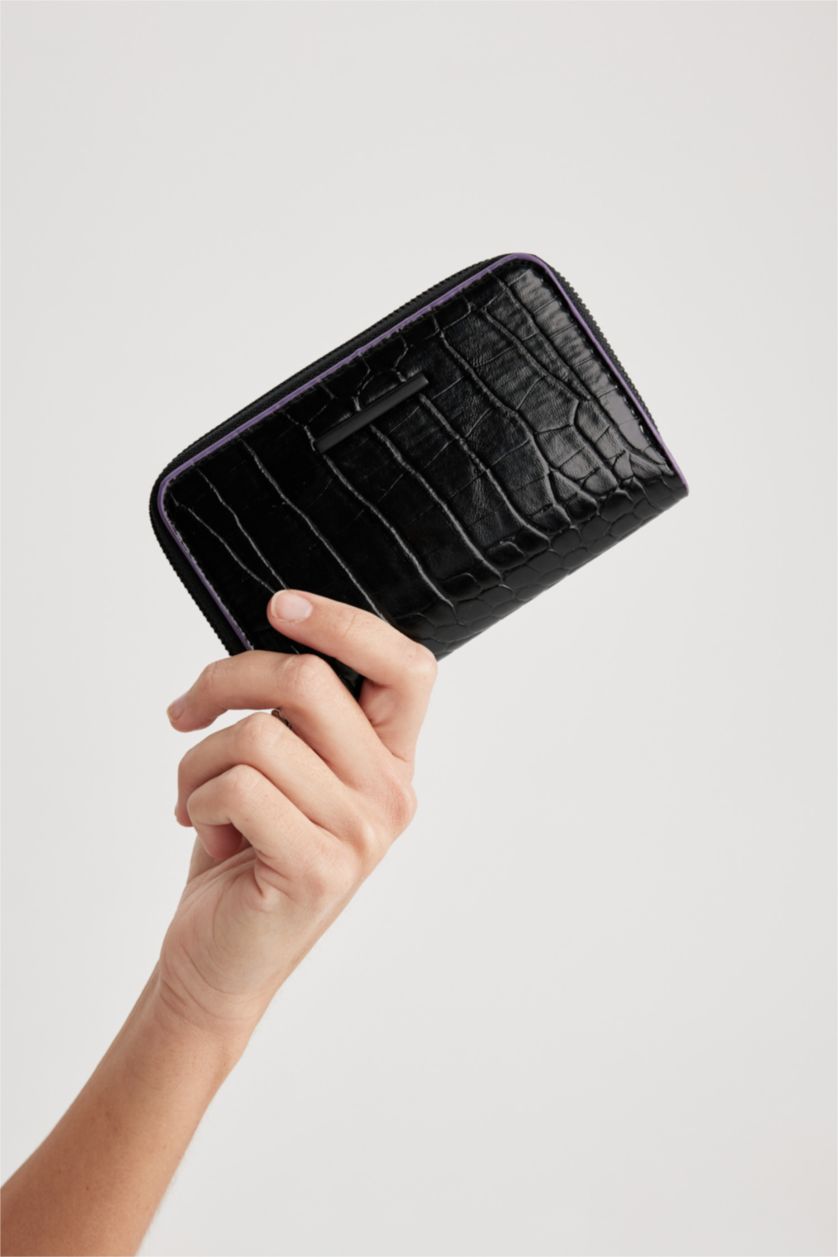 FEMME Noir Portefeuille En Similicuir Pour Femme