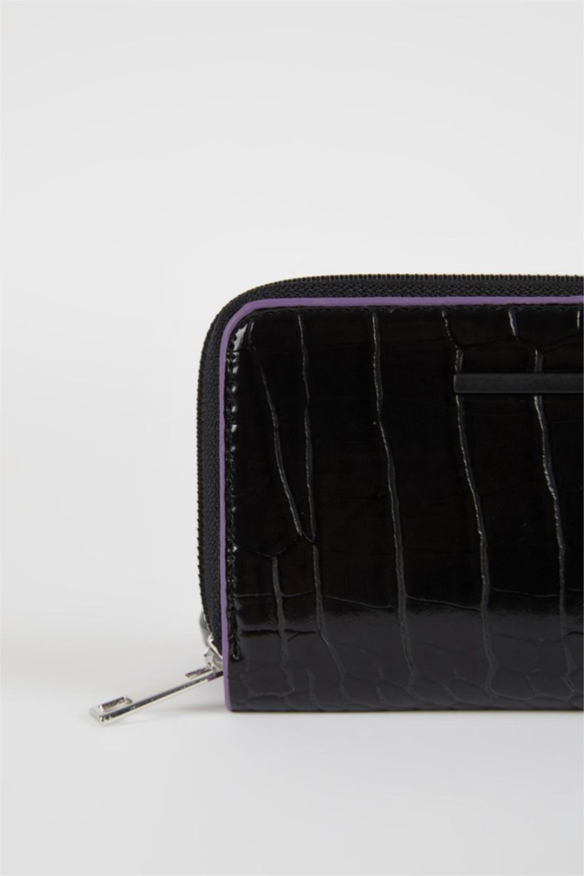 FEMME Noir Portefeuille En Similicuir Pour Femme